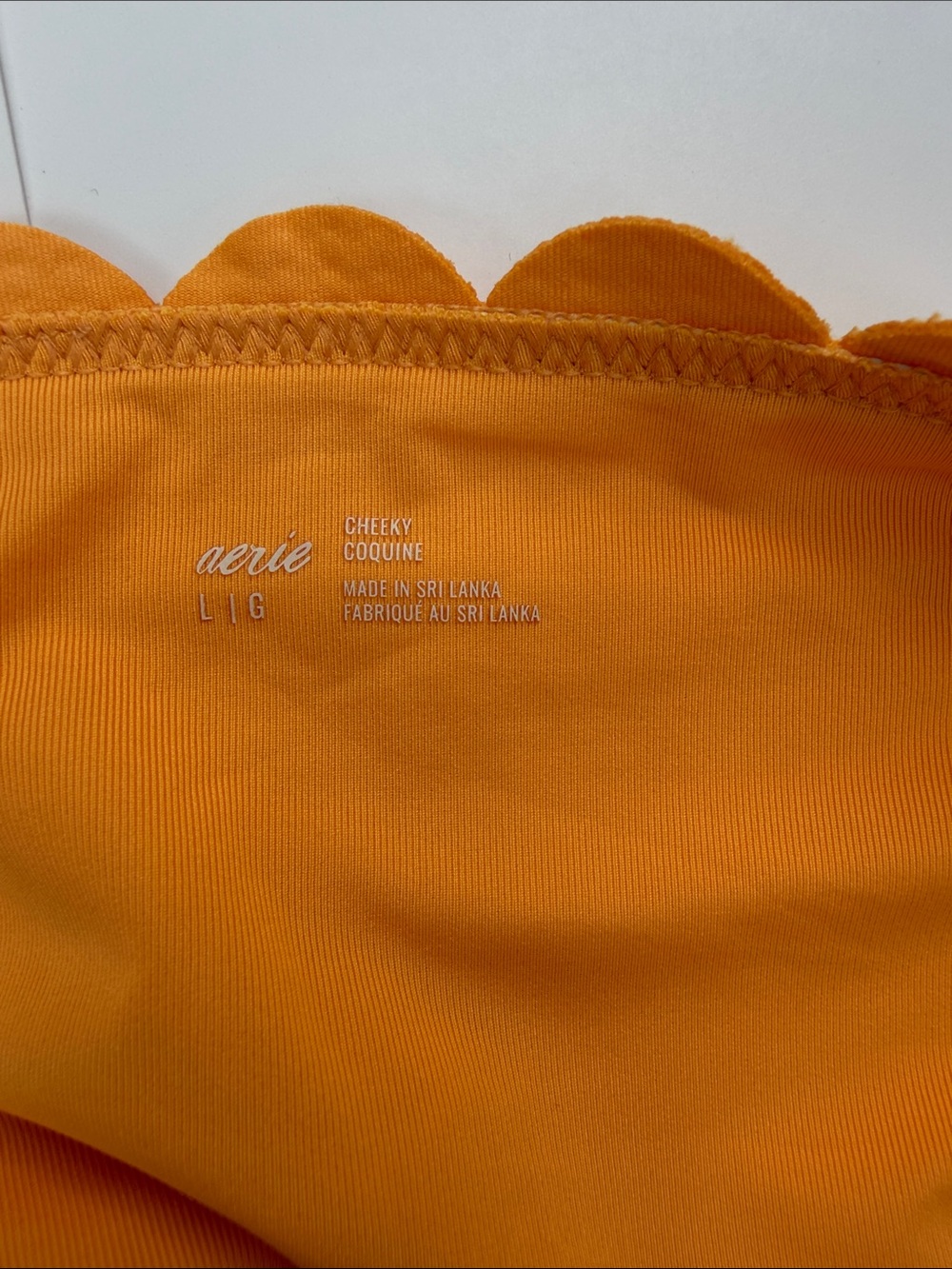 Aerie Orange Scalloped Textured Triangle Bikini Set - Size Large - Picture 3 of 4